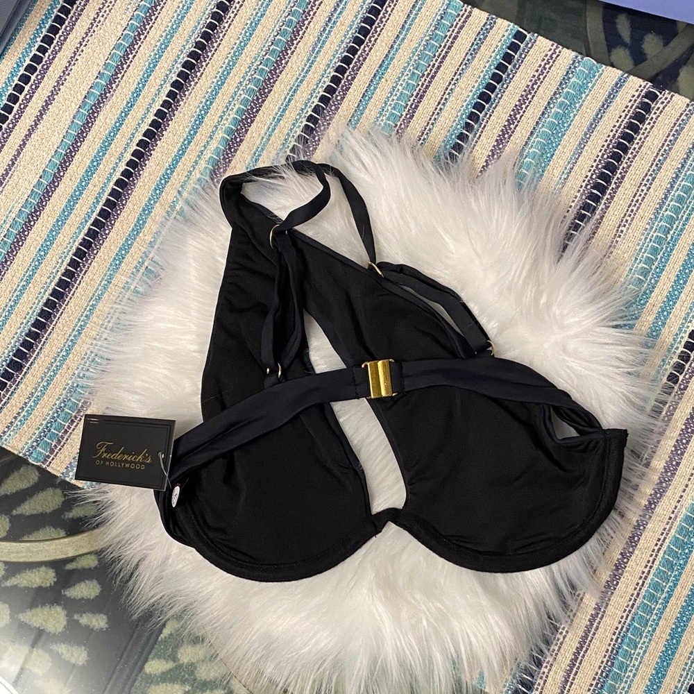 Frederick's of Hollywood small black Taormina one shoulder bikini top - Picture 9 of 12